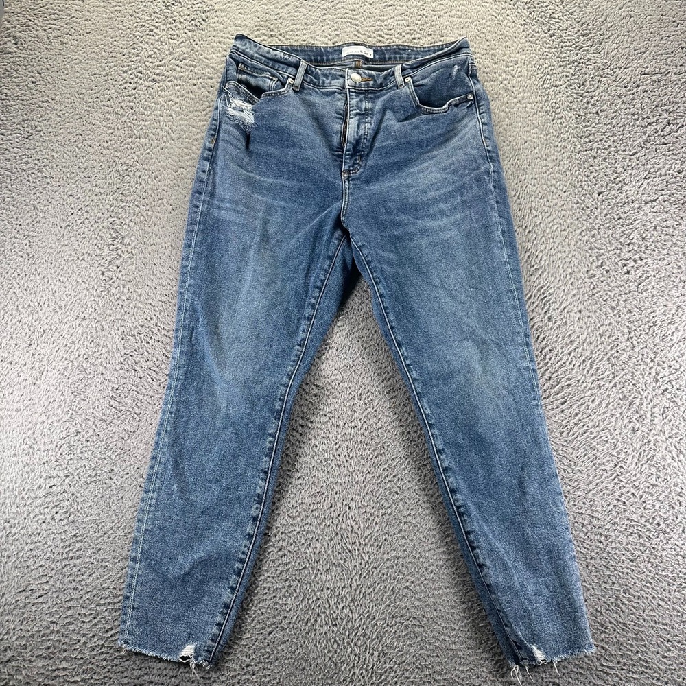 Loft Jeans Womens 12 Blue Cotton Denim Skinny Ankle Curvy Hi-Rise Workwear Faded